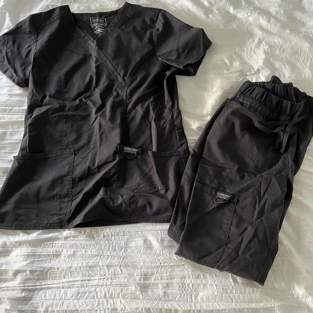 Cherokee Charcoal Gray Scrub Top
